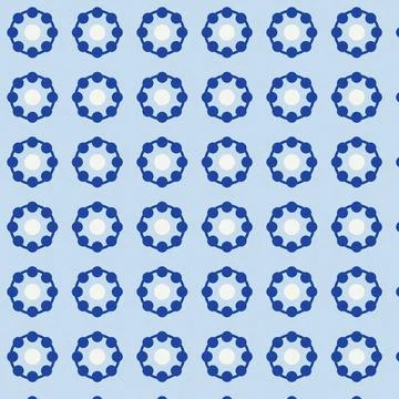 Geometric blue white snowflake pattern seamless background Stock Illustration