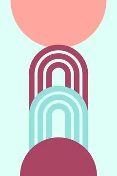 Geometric Boho Rainbow Art Illustration Background Stock Illustration