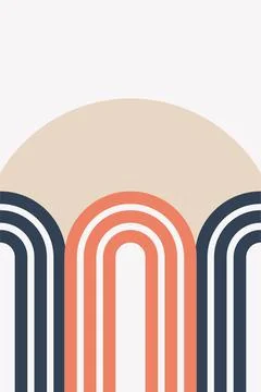 Geometric Boho Rainbow Art Illustration Background Stock Illustration