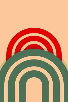 Geometric Boho Rainbow Art Illustration Background Stock Illustration