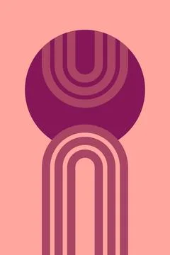 Geometric Boho Rainbow Art Illustration Background Stock Illustration