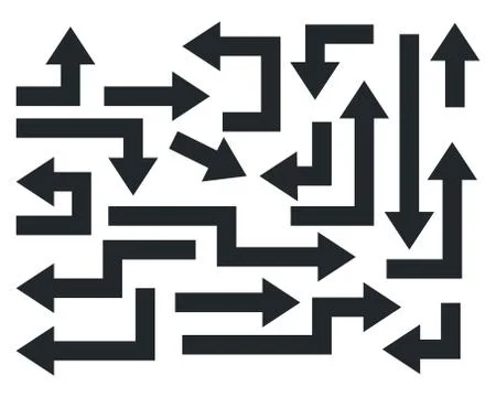 Geometric bold arrows elements collection Stock Illustration