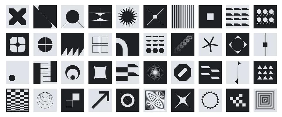 Geometric bold brutalist forms. Modern geo figures, bauhaus swiss blocks, simple Stock Illustration