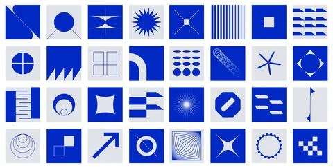 Geometric bold swiss forms. Modern geo figures and bauhaus blocks, simple Stock Illustration