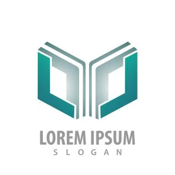 Geometric book square logo concept design. Symbol graphic template element ve Stock Illustration