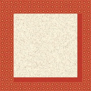 Geometric border pattern with red diamond lattice and beige speckled center Stock Illustration