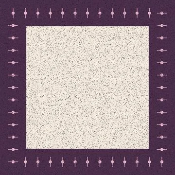 Geometric border pattern with small floral motifs on dark purple background Stock Illustration
