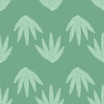 Geometric botanical exotic backdrop. Abstract cactus seamless pattern on gree Stock Illustration