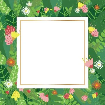 Geometric botanical vector design frame Stock Illustration