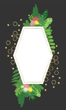 Geometric botanical vector design frame Stock Illustration