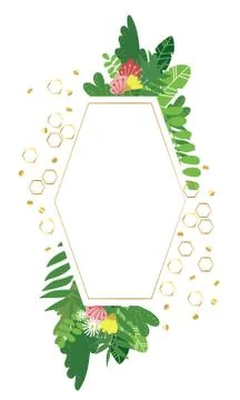 Geometric botanical vector design frame Stock Illustration
