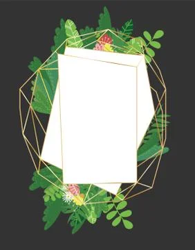 Geometric botanical vector design frame Stock Illustration