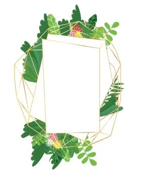 Geometric botanical vector design frame Stock Illustration