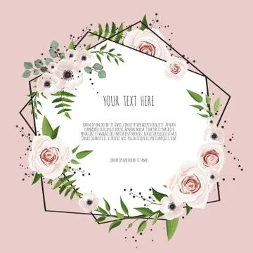 Geometric botanical vector design frame. Natural spring wedding card. 스톡 일러스트