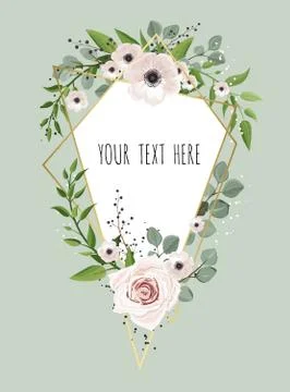 Geometric botanical vector design frame. Natural spring wedding card. Stock Illustration