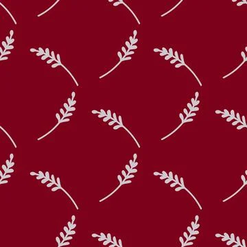Geometric botany seamless pattern with branches elements. Hand drawn print wi Illustrazione stock