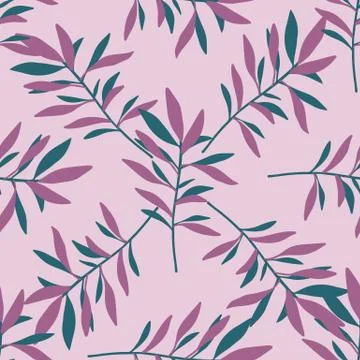 Geometric branch leaves seamless pattern. Summer tropical leaf backdrop. Stock Illustration