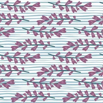 Geometric branch leaves seamless pattern in vintage style. GBotanical leaf wa Stock Illustration