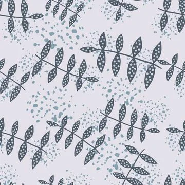 Geometric branch seamless pattern on splash background. Abstract floral ornam Stock Illustration