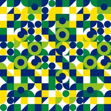 Geometric brazilian pattern background with green yellow and blue abstract 스톡 일러스트