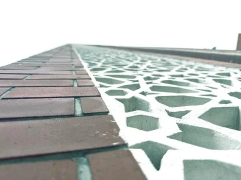 Geometric Brickwork Pattern, Intricate Architectural Detail Stock Photos