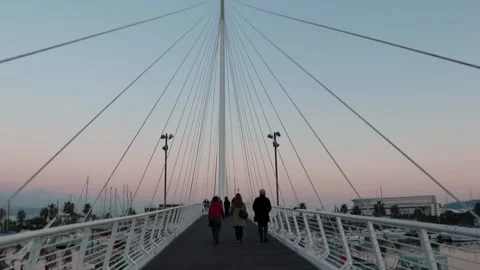 Geometric bridge Cinqueterre Italy 스톡 동영상 132067304