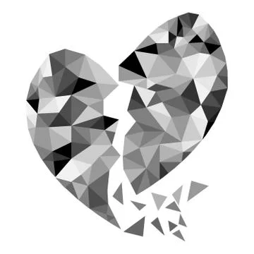 Geometric Broken Heart Polygon Background . Retro triangle background. Illustrazione stock