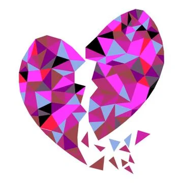 Geometric Broken Heart Polygon Background . Retro triangle background. Stock Illustration