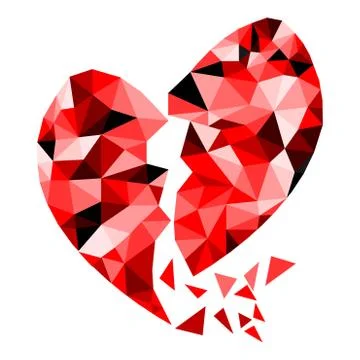 Geometric Broken Heart Polygon Background . Retro triangle background. Stock Illustration