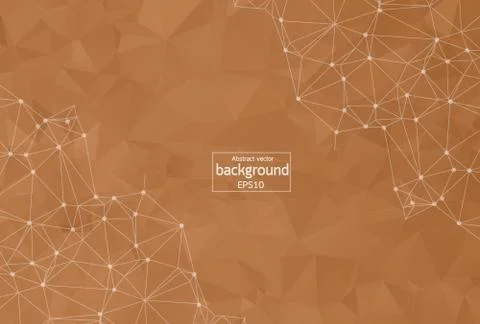 Geometric Brown Polygonal background molecule and communication. Connected li Stock Illustration