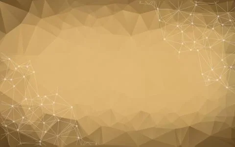 Geometric Brown Polygonal background molecule and communication. Connected li Stock Illustration
