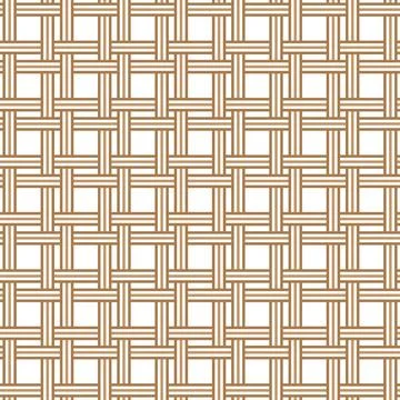 Geometric brown woven lattice pattern of light lines on white background Illustrazione stock