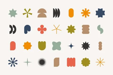 Geometric brutalist figures. Modern elements abstract shapes swiss style, bold 스톡 일러스트