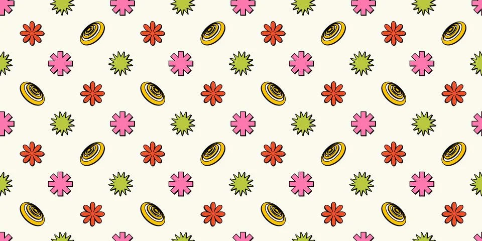 Geometric brutalist shapes seamless pattern. Brutal figure in trendy playfu.. Stock Illustration