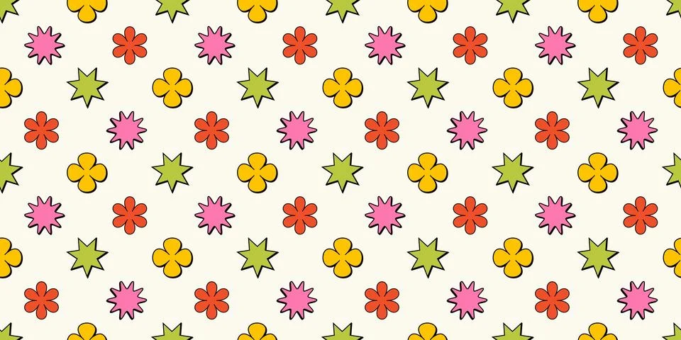 Geometric brutalist shapes seamless pattern. Brutal figure in trendy Y2k styl Stock Illustration