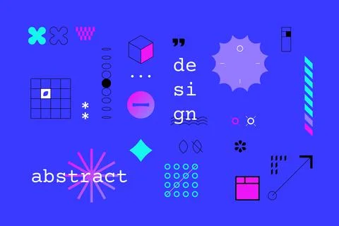 Geometric brutalist shapes. Simple bold geometrical swiss elements, bauhaus Stock Illustration