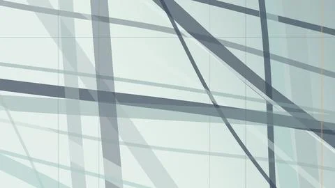 Geometric building facade with intersecting lines and cool gray light-blue .. Stock Illustration