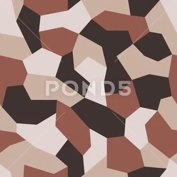 Geometric camouflage vector. Military camo seamless pattern. Sand and brown  ~ Clip Art #104122135