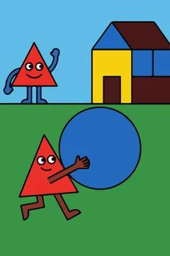 Geometric Cartoon Landscape Illustration