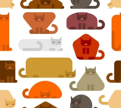 Geometric cat pattern seamless.  Pet geometric shapes background. Square and  스톡 일러스트