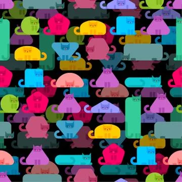 Geometric cat pattern seamless.  Pet geometric shapes background. Square and  스톡 일러스트