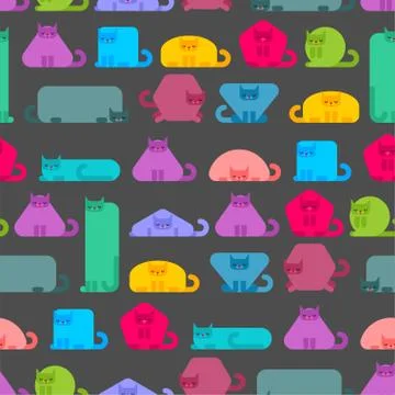 Geometric cat pattern seamless.  Pet geometric shapes background. Square and  Illustrazione stock