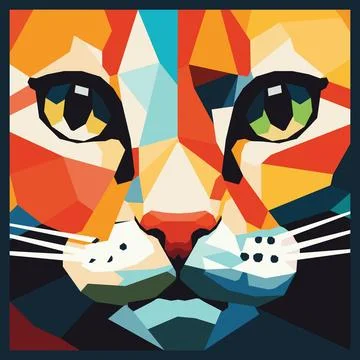 Geometric cat portrait wpap pop art Ilustração Stock