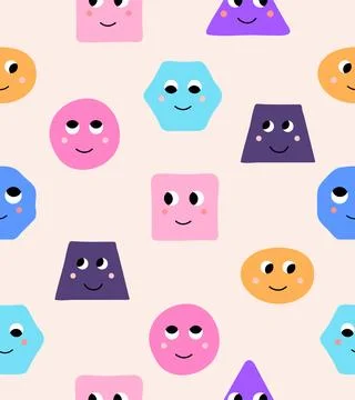 Geometric character seamless pattern vector Illustrazione stock