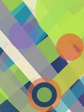 Geometric checkered abstract pattern in green, blue, and orange with layere.. Illustrazione stock