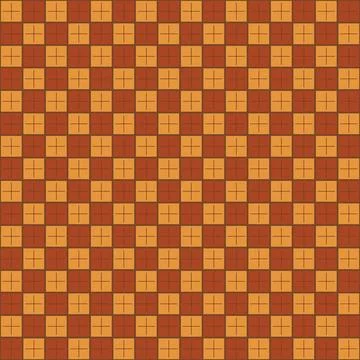 Geometric checkered pattern with brown yellow grid squares Stock Illustration