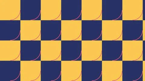 Geometric checkered pattern with navy blue and mustard yellow squares Stock Illustration