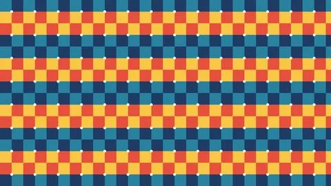 Geometric checkered pattern with yellow red blue navy squares Stock Illustration