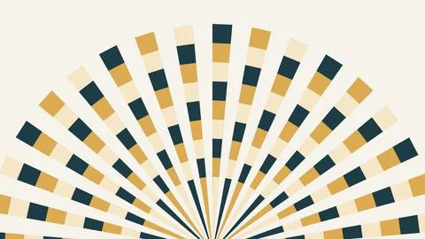 Geometric checkered radial pattern with beige and dark stripes on white bac.. Stock Illustration