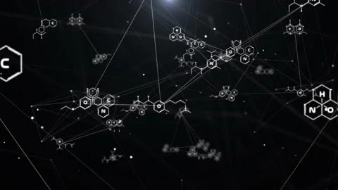 Geometric chemical formulas network structural data concept. Video stock 205538546